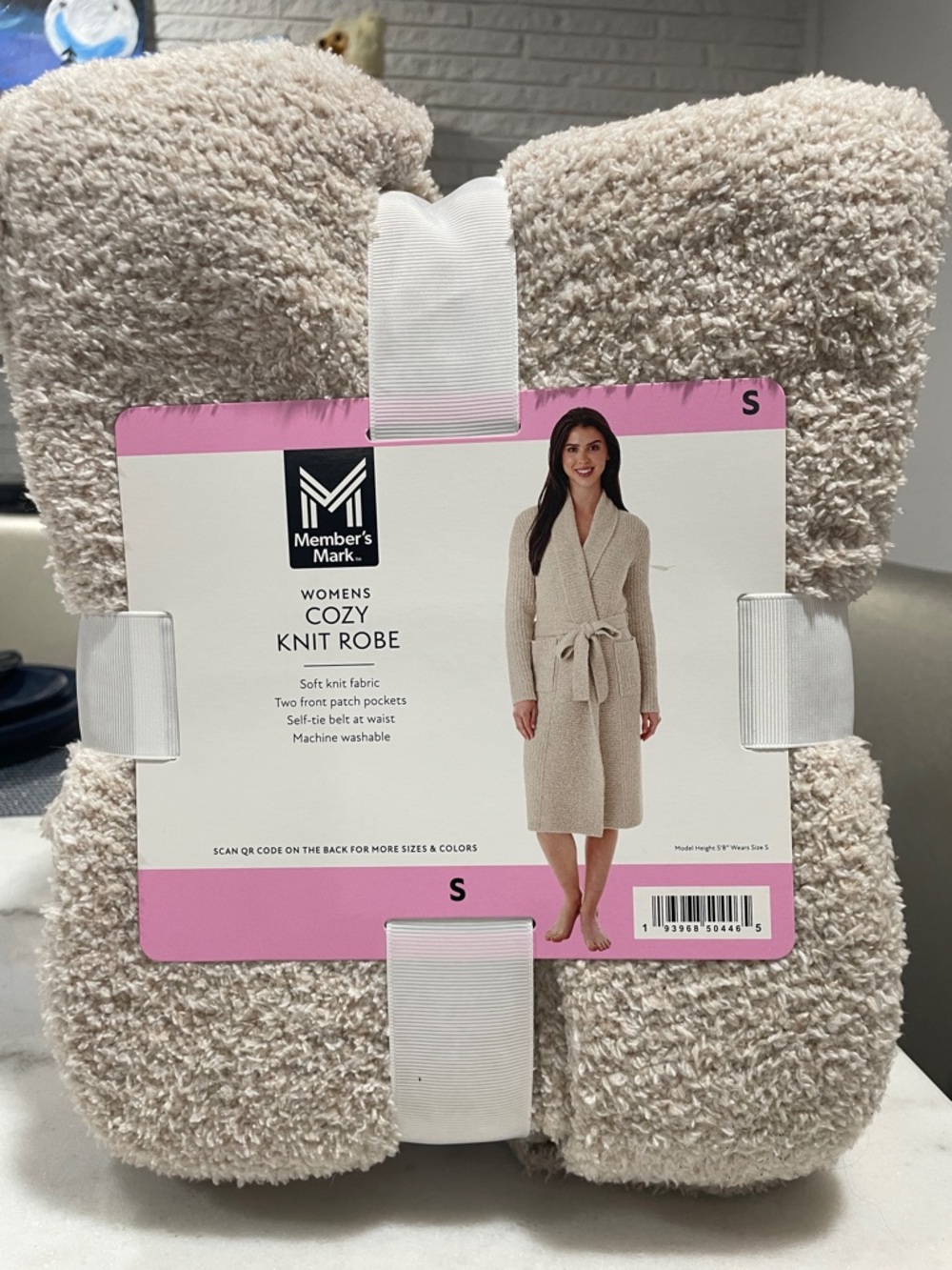 Member's Mark Women's Cozy Knit Robe in Light Beige